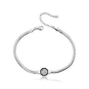 TEK TAŞ GÜMÜŞ BİLEKLİK