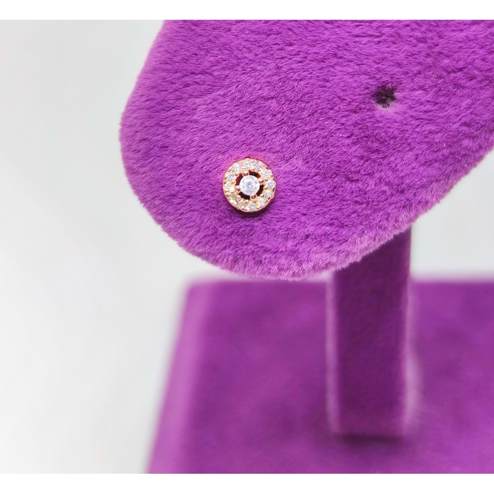 İTHAL MİNİ YUVARLAK ÇİVİ GÜMÜŞ KÜPE - ROSE ALTIN KAPLAMA (BAKIR)