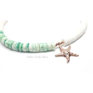 DENİZ YILDIZI YEŞİL BONCUK GÜMÜŞ HALHAL