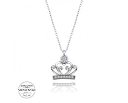 SWAROVSKI ZIRCONIA TAŞLI TAÇ GÜMÜŞ KOLYE