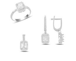 MİNİ BAGET TAŞLI GÜMÜŞ SET