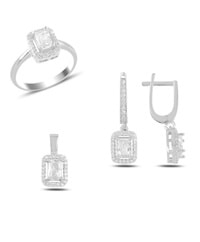 MİNİ BAGET TAŞLI GÜMÜŞ SET