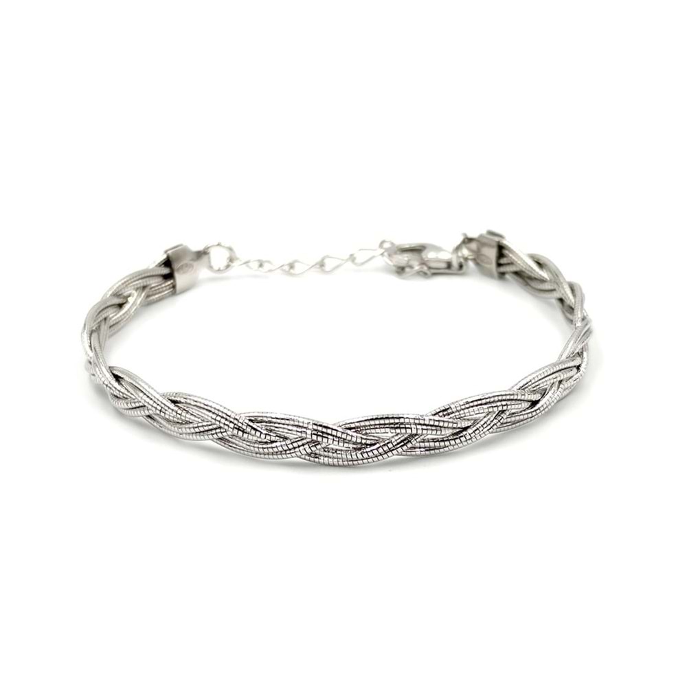 ITALYAN ÖRGÜ GÜMÜŞ BİLEKLİK - RODYUM BEYAZ