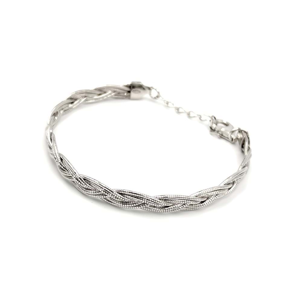 ITALYAN ÖRGÜ GÜMÜŞ BİLEKLİK - RODYUM BEYAZ