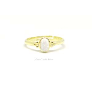 MİNİ BEYAZ OPAL AYARLANABİLİR OVAL GÜMÜŞ YÜZÜK