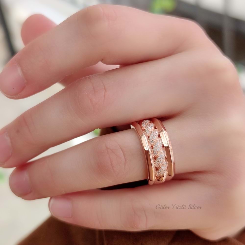 TAŞLI BURGU DETAY GÜMÜŞ YÜZÜK - 11