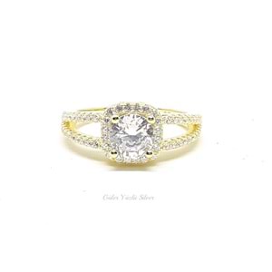 İTHAL ÇİFT SIRA YUVARLAK TAŞLI GÜMÜŞ YÜZÜK - 12