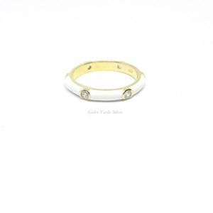 İTHAL BEYAZ MİNELİ TAŞLI GÜMÜŞ YÜZÜK - 12 numara