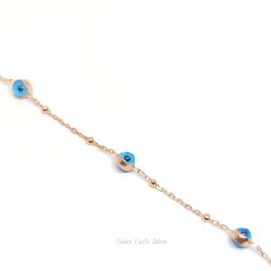 CAM GÖZ NAZAR TOP GÜMÜŞ BİLEKLİK