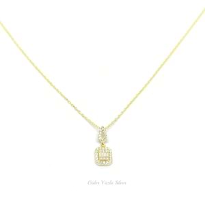 PIRLANTA MONTÜR MİNİ BAGET GÜMÜŞ KOLYE