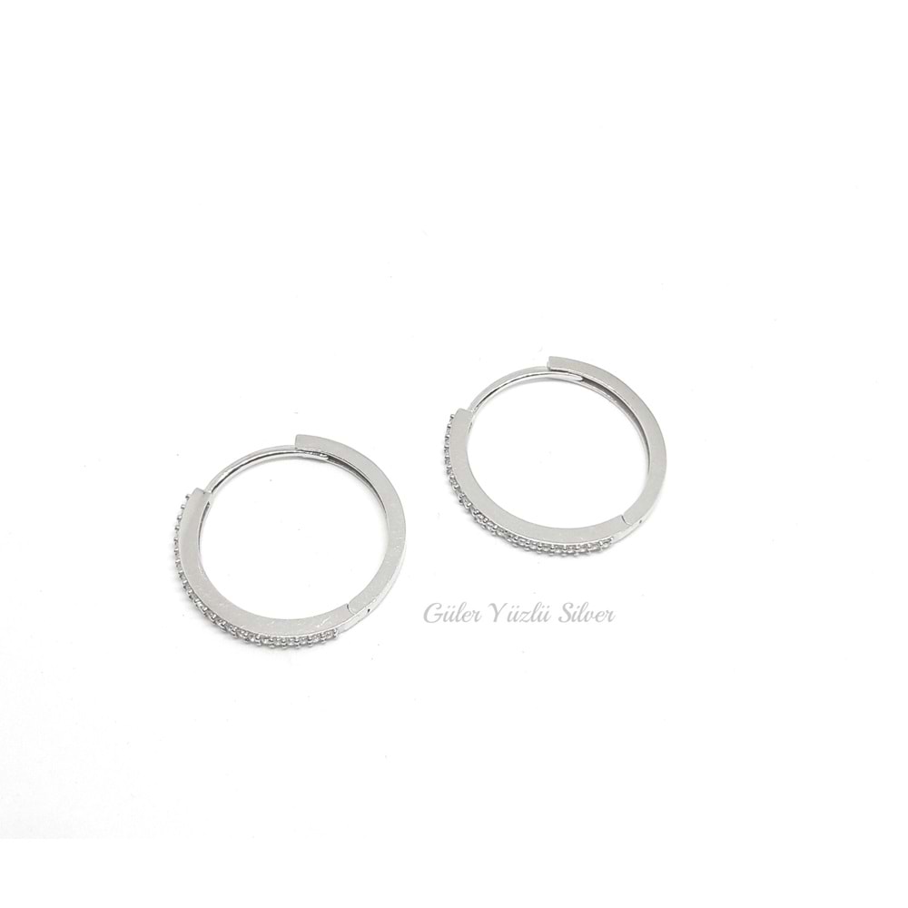 20 MM TAŞLI TEK SIRA HALKA GÜMÜŞ KÜPE