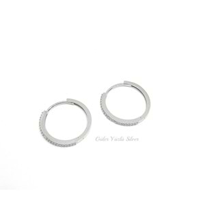 20 MM TAŞLI TEK SIRA HALKA GÜMÜŞ KÜPE