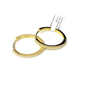 20 MM TAŞLI TEK SIRA HALKA GÜMÜŞ KÜPE