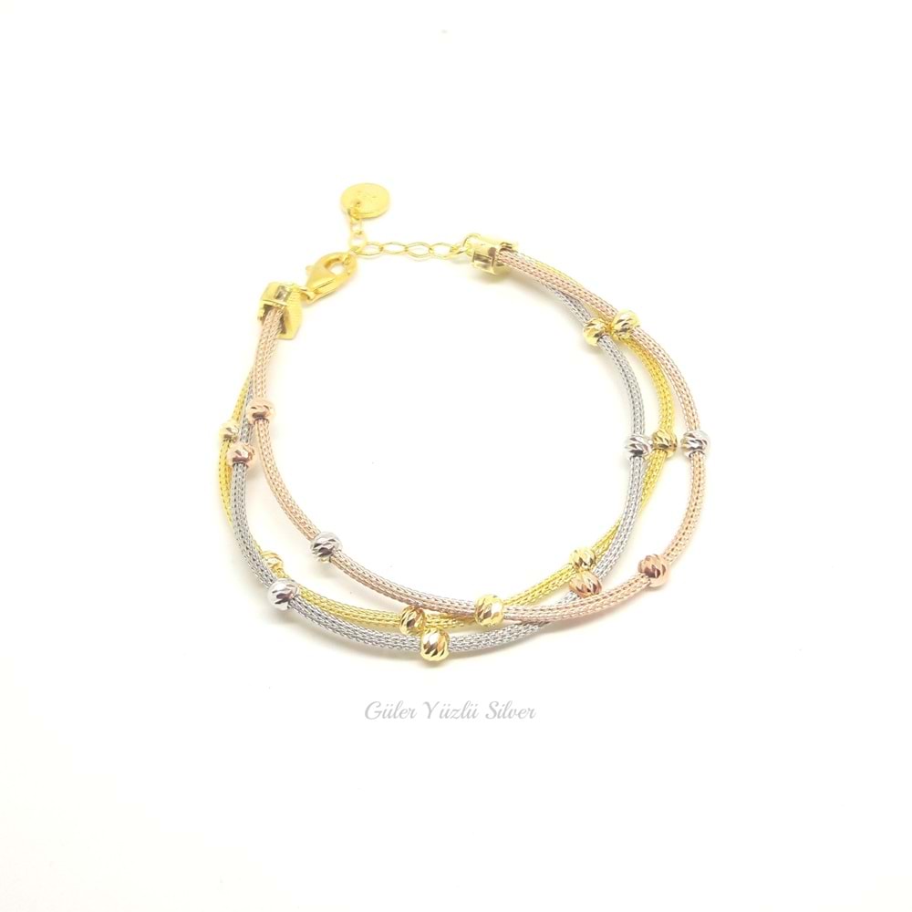 3 RENK 3 SIRA DORİCA GÜMÜŞ BİLEKLİK