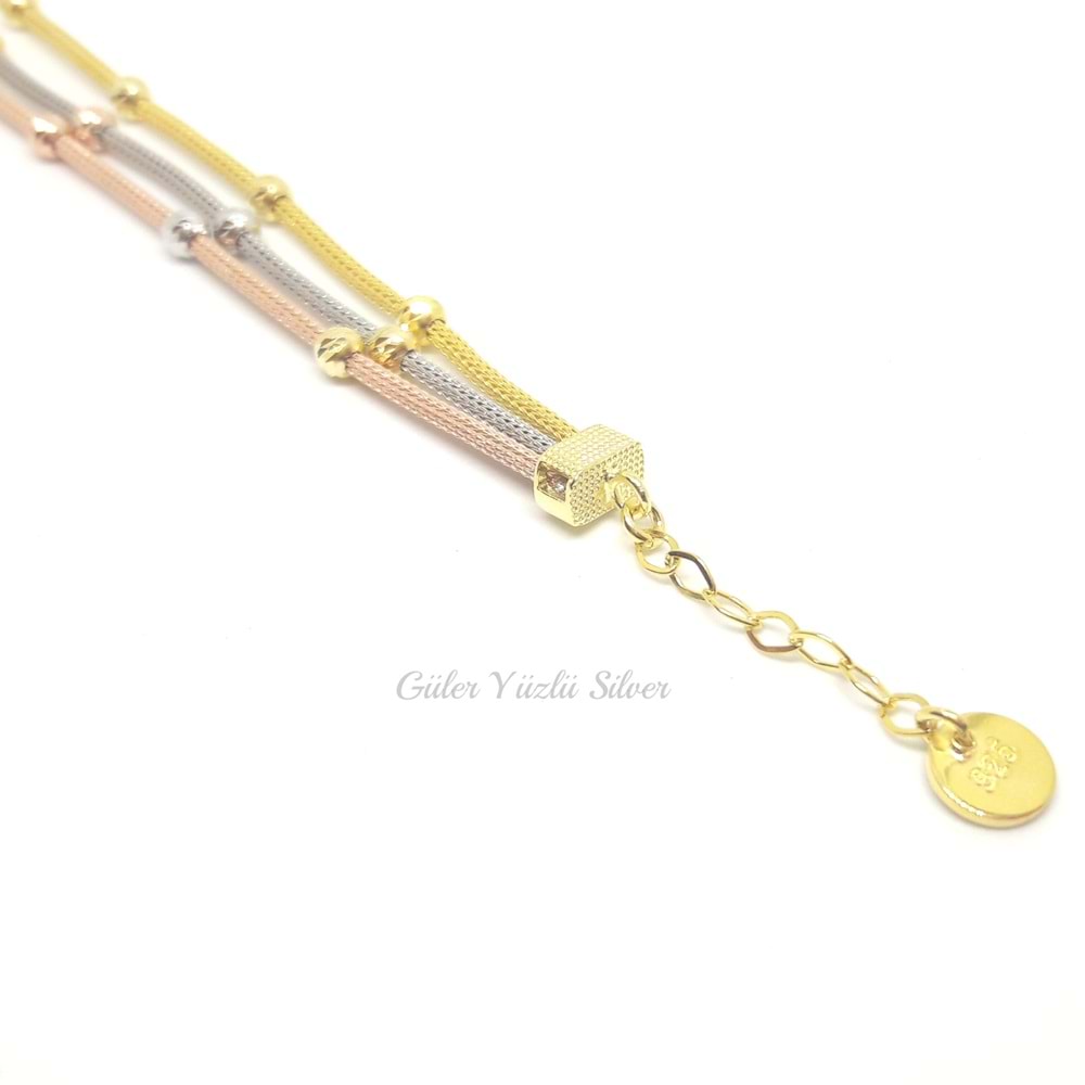 3 RENK 3 SIRA DORİCA GÜMÜŞ BİLEKLİK