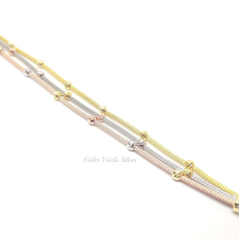 3 RENK 3 SIRA DORİCA GÜMÜŞ BİLEKLİK