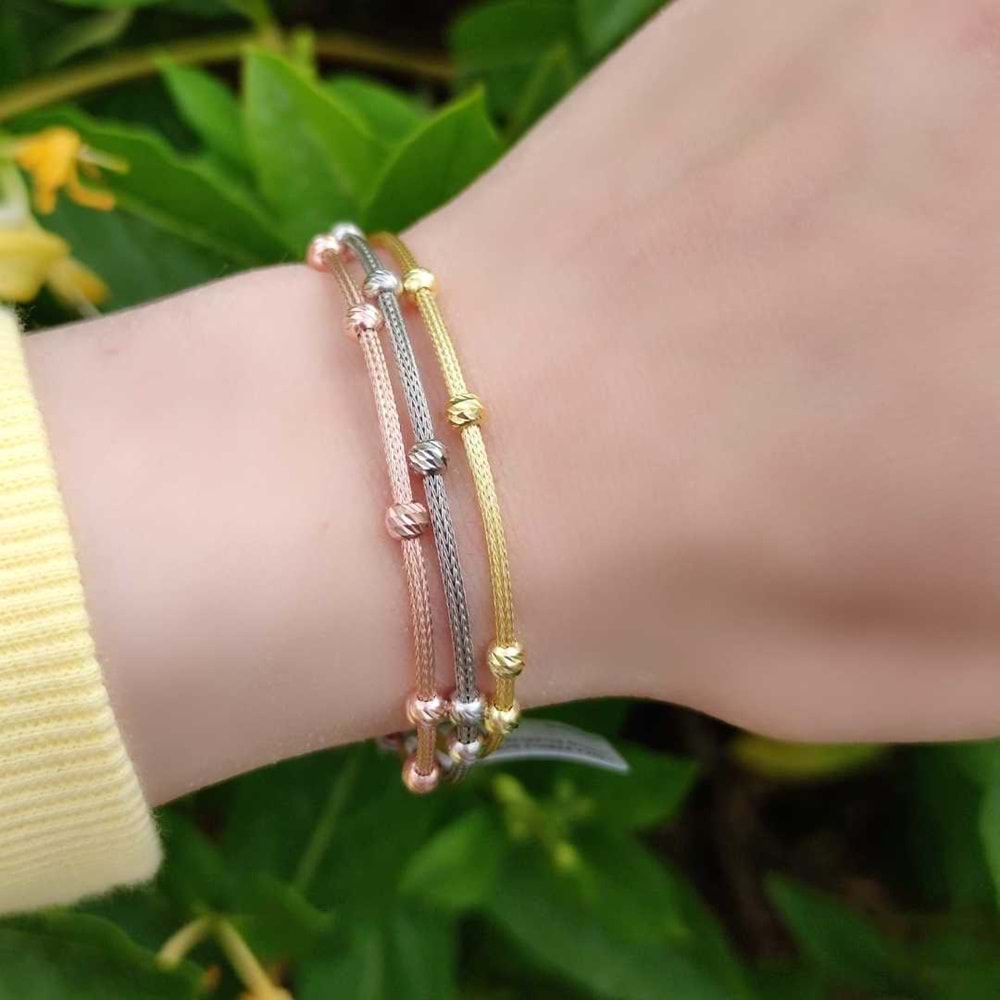 3 RENK 3 SIRA DORİCA GÜMÜŞ BİLEKLİK