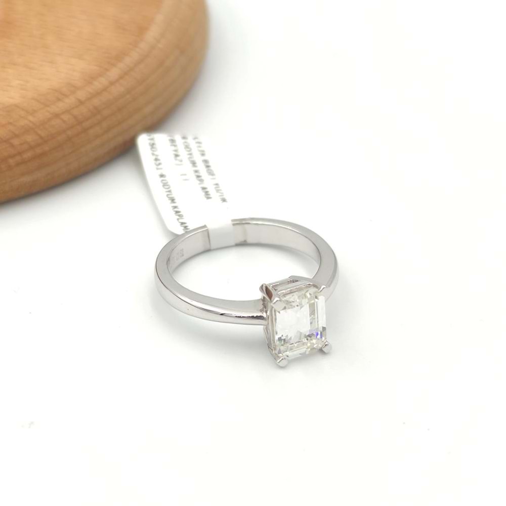 ÇELİK BAGET YÜZÜK - RODYUM KAPLAMA (BEYAZ) - 10