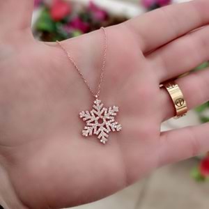 BÜYÜK KAR TANESİ GÜMÜŞ KOLYE - ROSE BAKIR