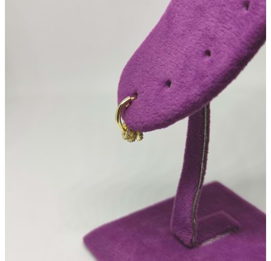 1 CM HALKALI HALKA GÜMÜŞ KÜPE - ALTIN SARI