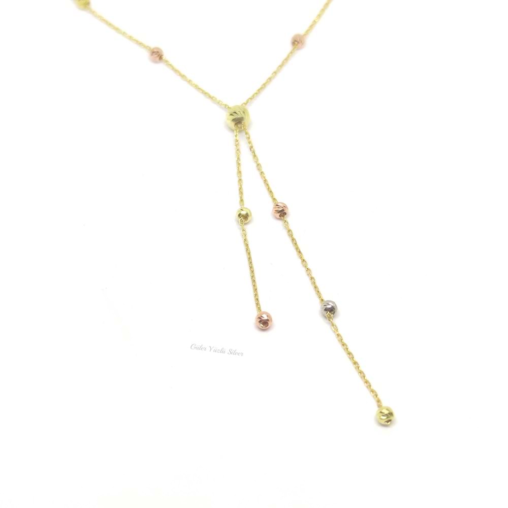 DORİCA TOP TOP GÜMÜŞ KOLYE - ALTIN SARI