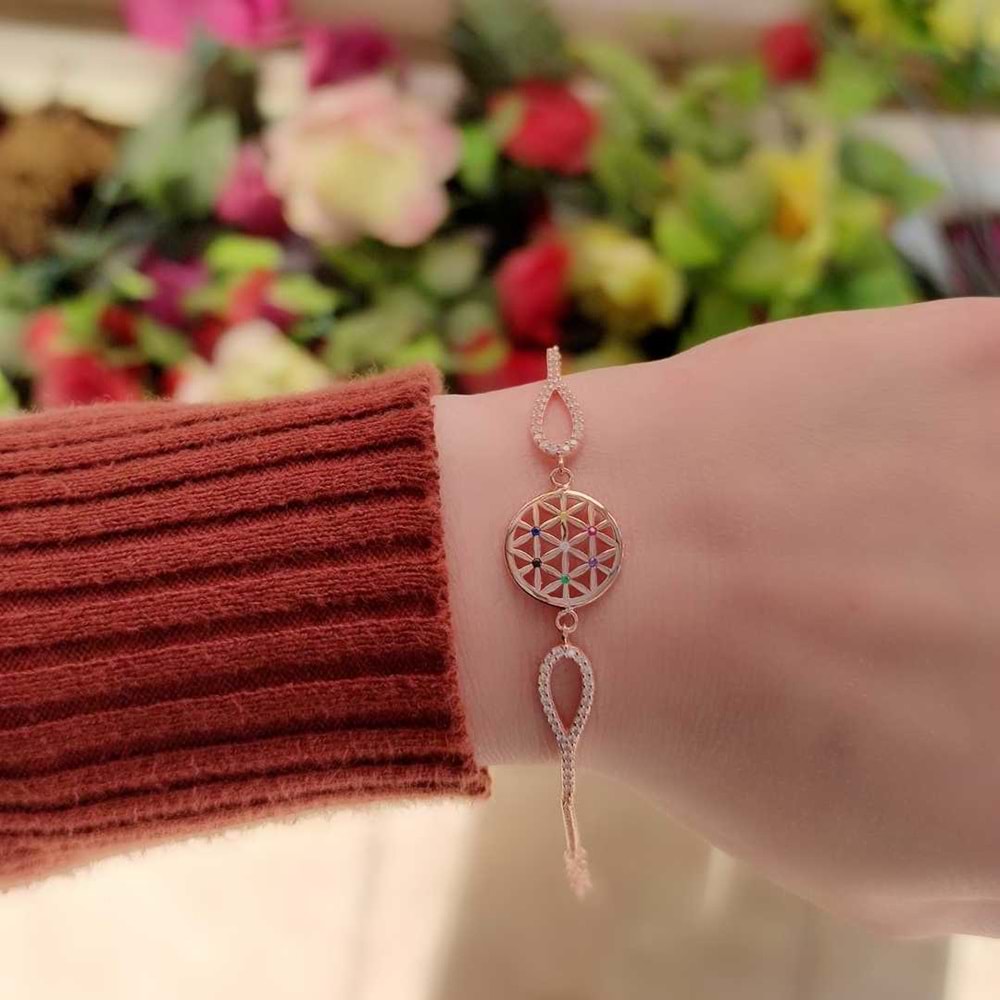 YAŞAM ÇİÇEĞİ GÜMÜŞ BİLEKLİK - ROSE BAKIR