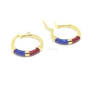 ITALY 16 MM MİNELİ HALKA GÜMÜŞ KÜPE - ALTIN SARI