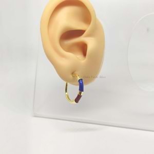 ITALY 16 MM MİNELİ HALKA GÜMÜŞ KÜPE - ALTIN SARI