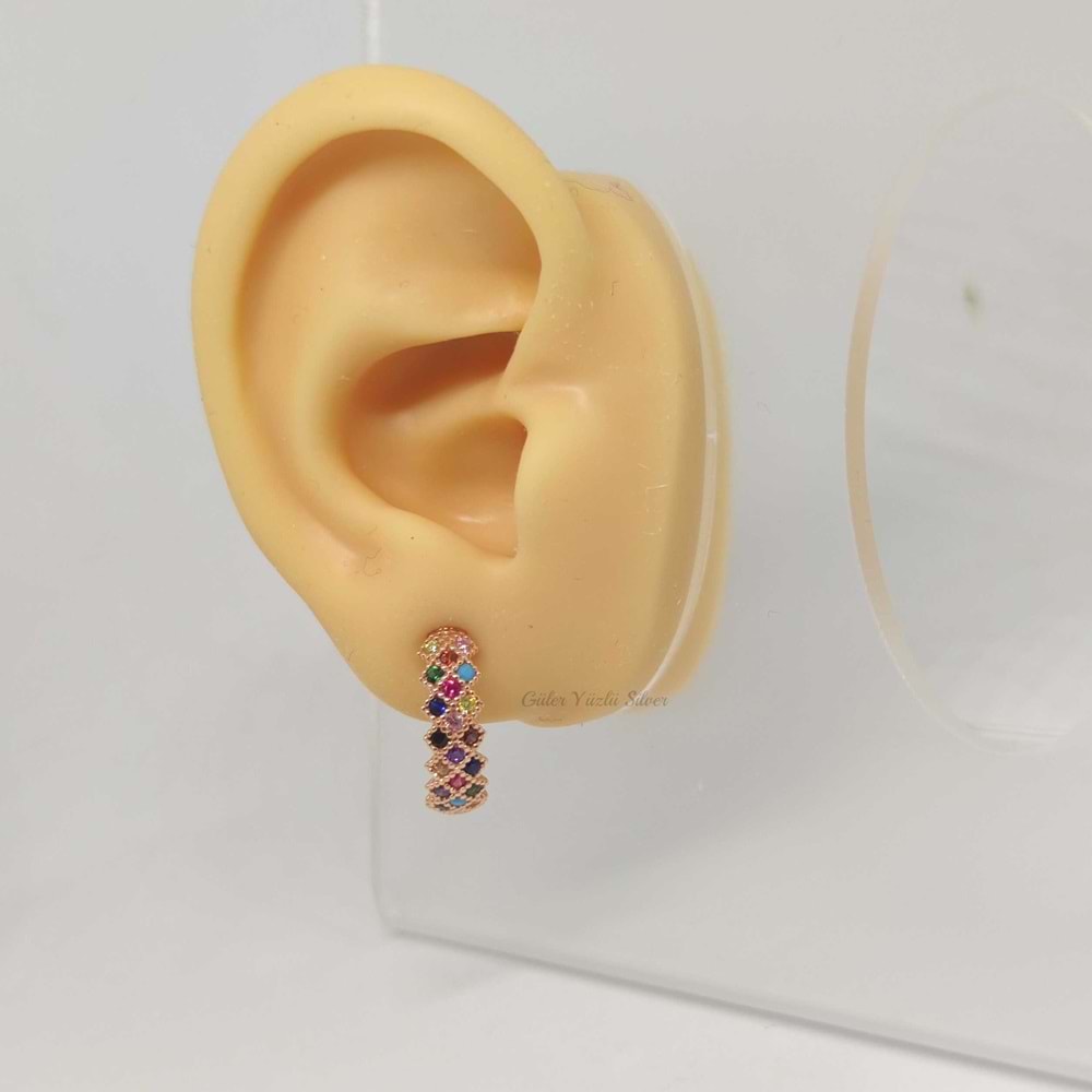 15 MM TAŞLI HALKA GÜMÜŞ KÜPE