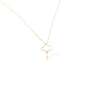 BEYAZ MİNELİ ŞİMŞEK BULUT GÜMÜŞ KOLYE