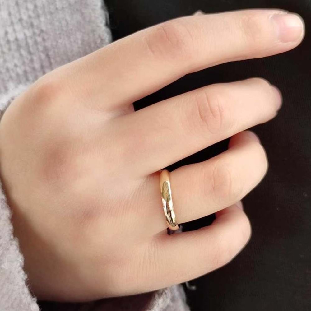 3 MM DÜZ BOMBELİ ALYANS - ALTIN SARI - 10