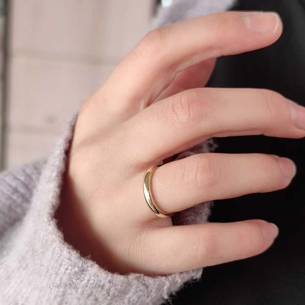 3 MM DÜZ BOMBELİ ALYANS - ALTIN SARI - 10