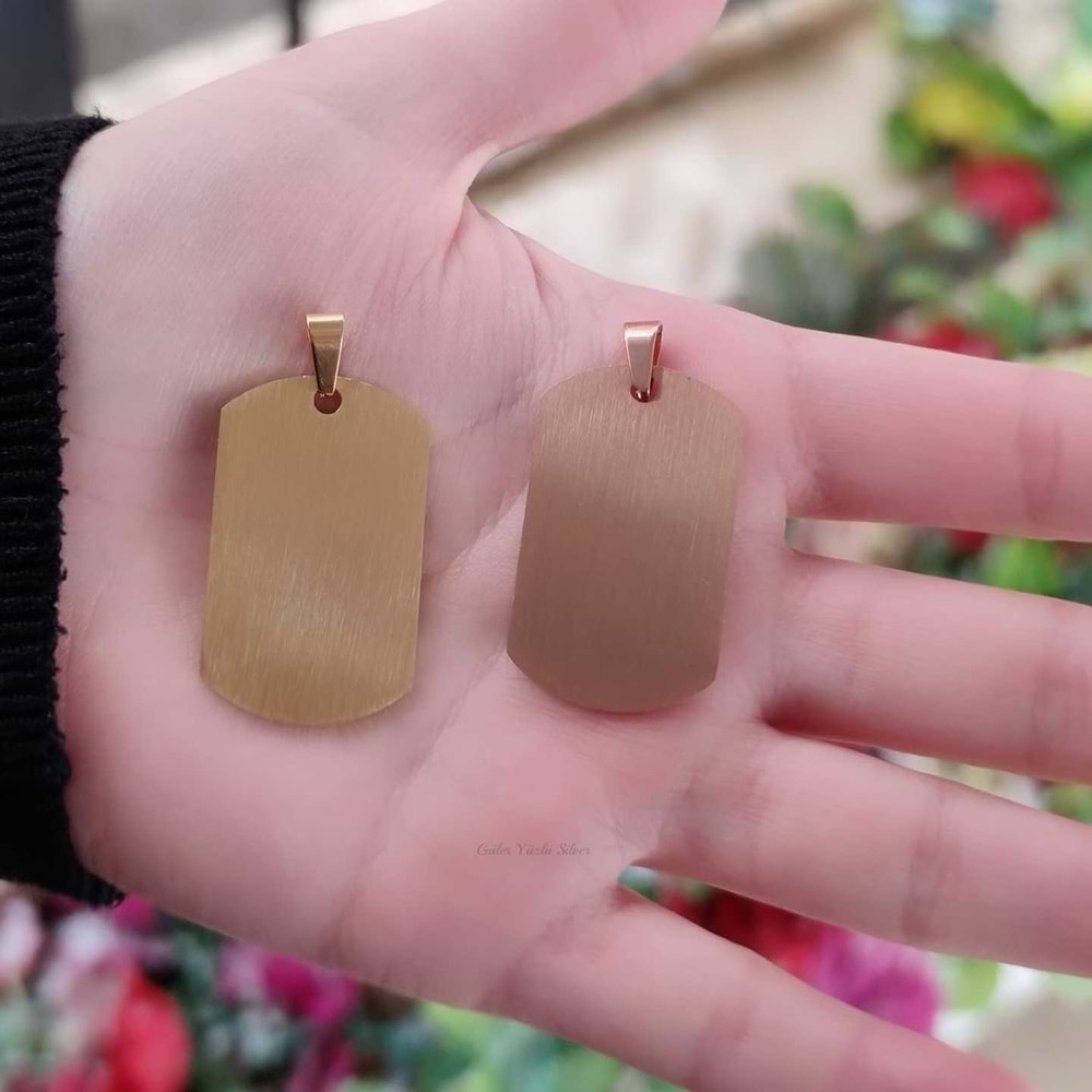 316L ÇELİK ÇİFT TARAFLI PLAKA KOLYE UCU