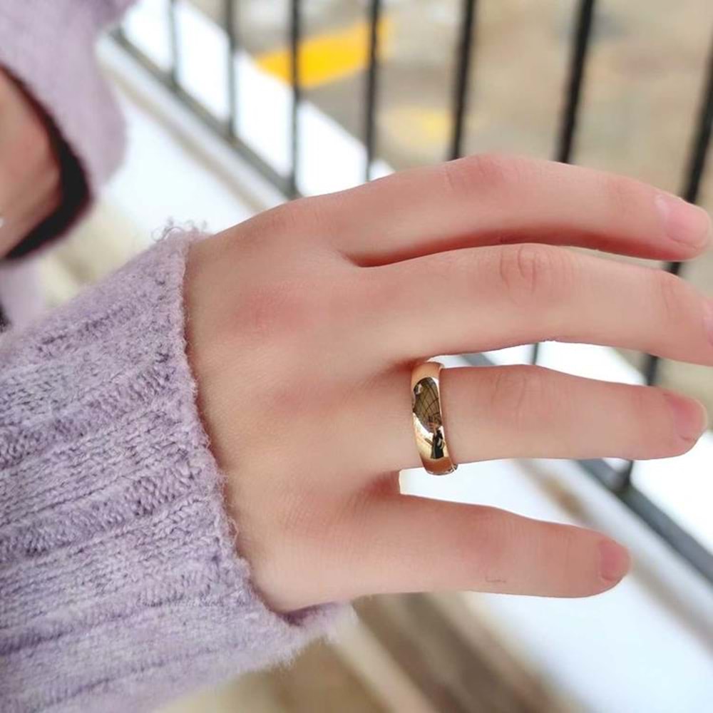 5 MM GÜMÜŞ DÜZ BOMBELİ ALYANS - ALTIN SARI - 21