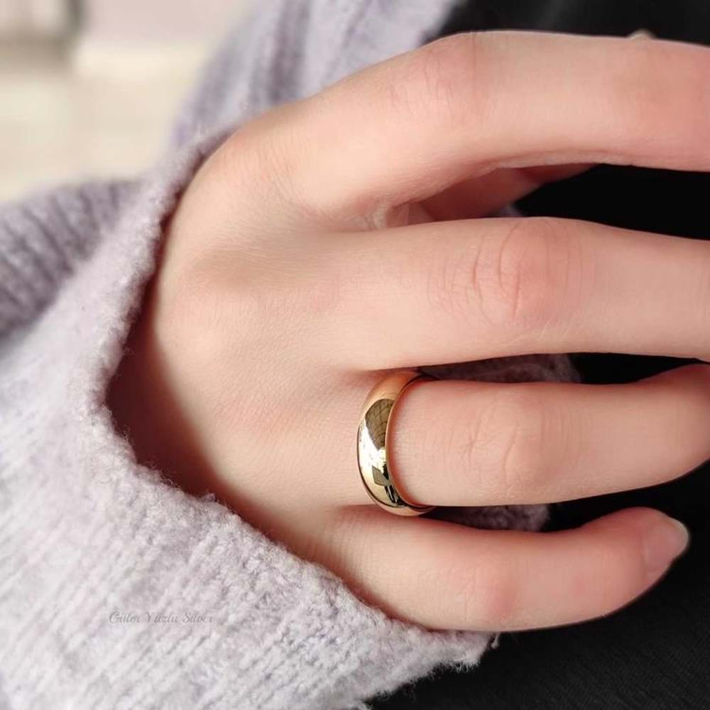 5 MM GÜMÜŞ DÜZ BOMBELİ ALYANS - ALTIN SARI - 21