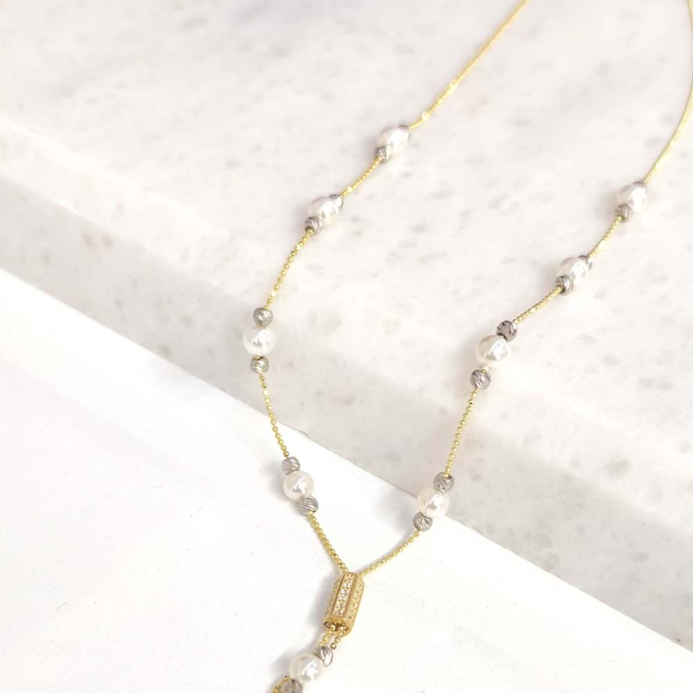 İNCİ DORİCA GÜMÜŞ KOLYE