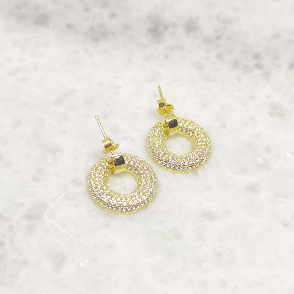 TAŞLI YUVARLAK GÜMÜŞ KÜPE