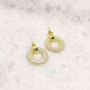 TAŞLI YUVARLAK GÜMÜŞ KÜPE