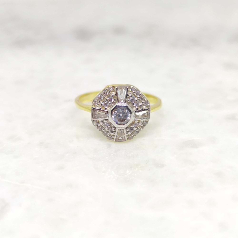 TAŞLI SERÇE GÜMÜŞ YÜZÜK - ROSE BAKIR