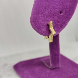 TAŞLI YILDIZ TEK GÜMÜŞ KÜPE - ALTIN SARI