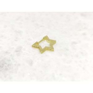 TAŞLI YILDIZ TEK GÜMÜŞ KÜPE - ALTIN SARI