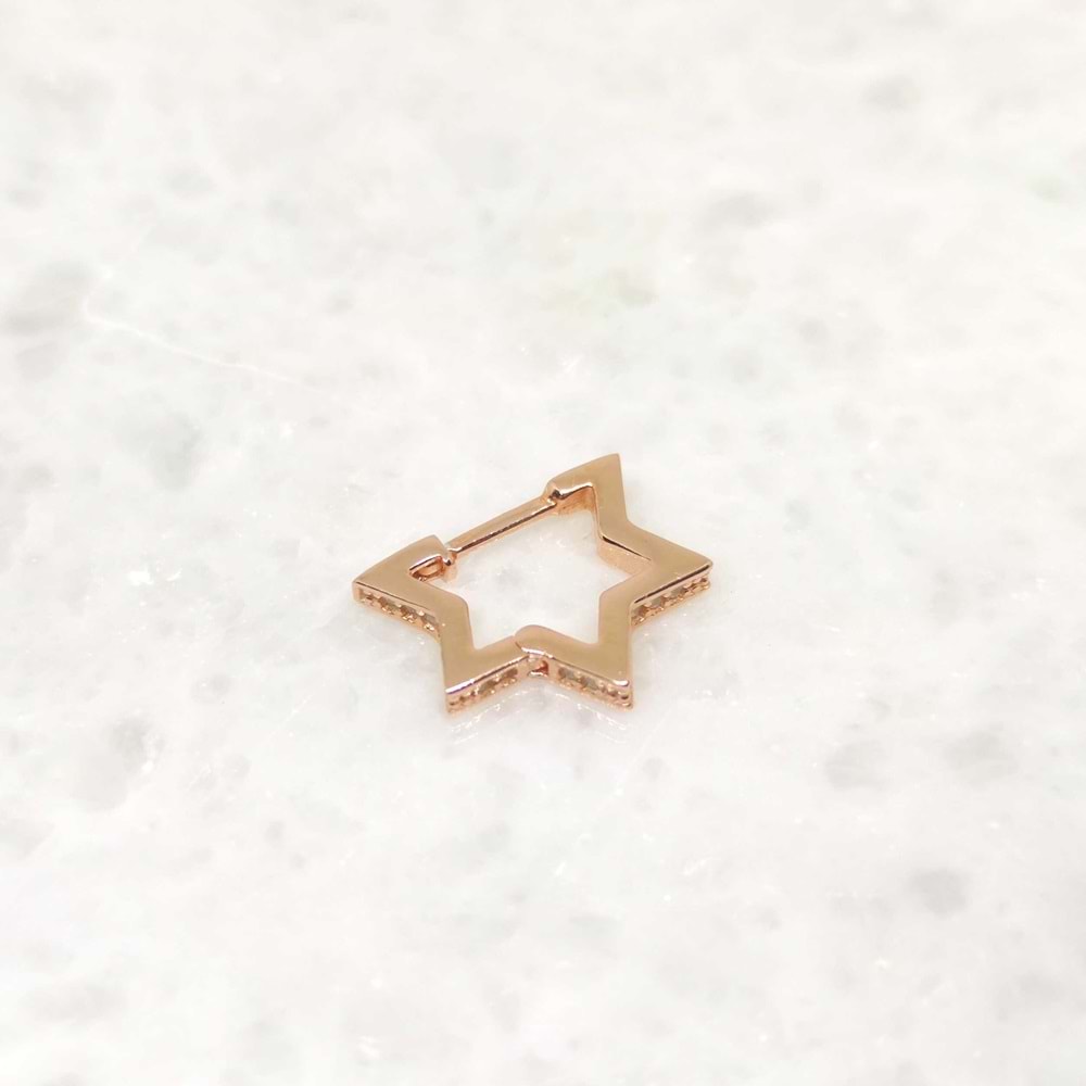 TAŞLI YILDIZ TEK GÜMÜŞ KÜPE - ROSE BAKIR