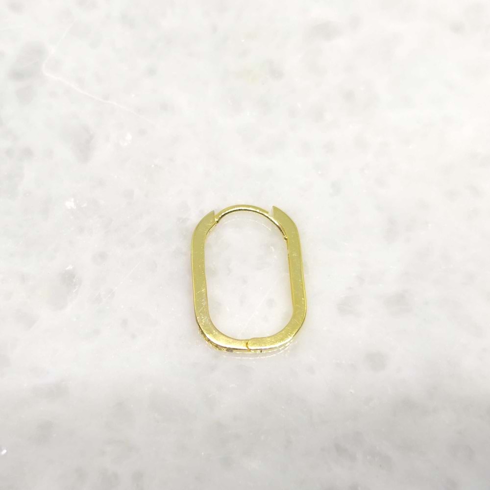 MOR MİNELİ U GÜMÜŞ TEK KÜPE - ALTIN SARI