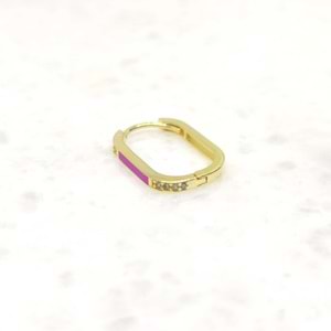 MOR MİNELİ U GÜMÜŞ TEK KÜPE