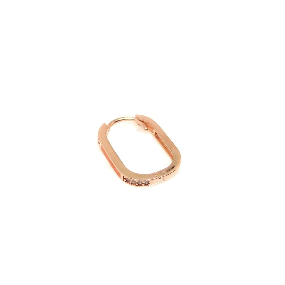 TURUNCU MİNELİ U GÜMÜŞ TEK KÜPE - ROSE BAKIR