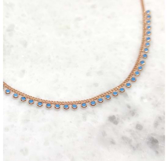 SALLANTILI TURKUAZ TAŞLI GÜMÜŞ KOLYE - ROSE BAKIR