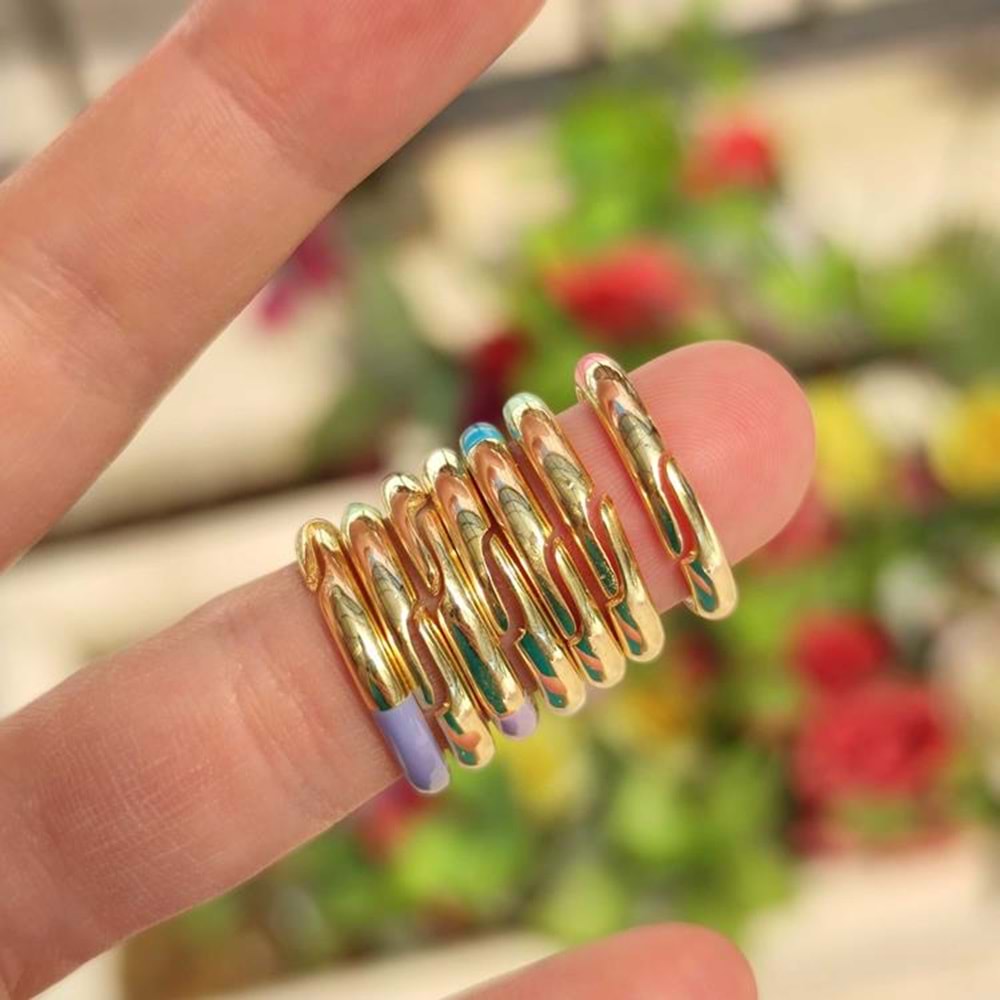 TAŞ DETAYLI MİNELİ GÜMÜŞ YÜZÜK - YEŞİL