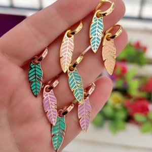 MAVİ MİNELİ TÜY TEK HALKA GÜMÜŞ KÜPE