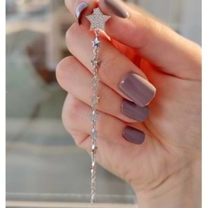 SALLATILI SÜZME YILDIZ - TEK - GÜMÜŞ KÜPE