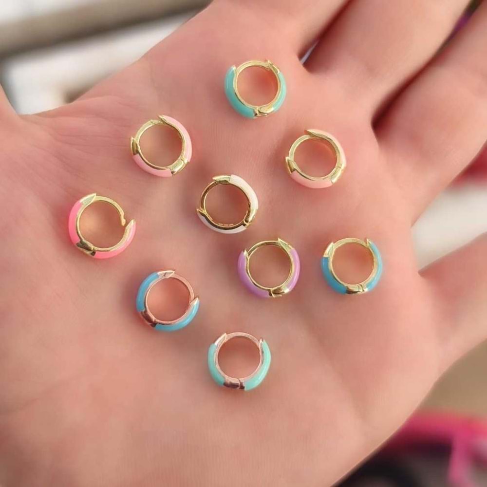 8 MM MİNELİ - TEK - HALKA GÜMÜŞ KÜPE